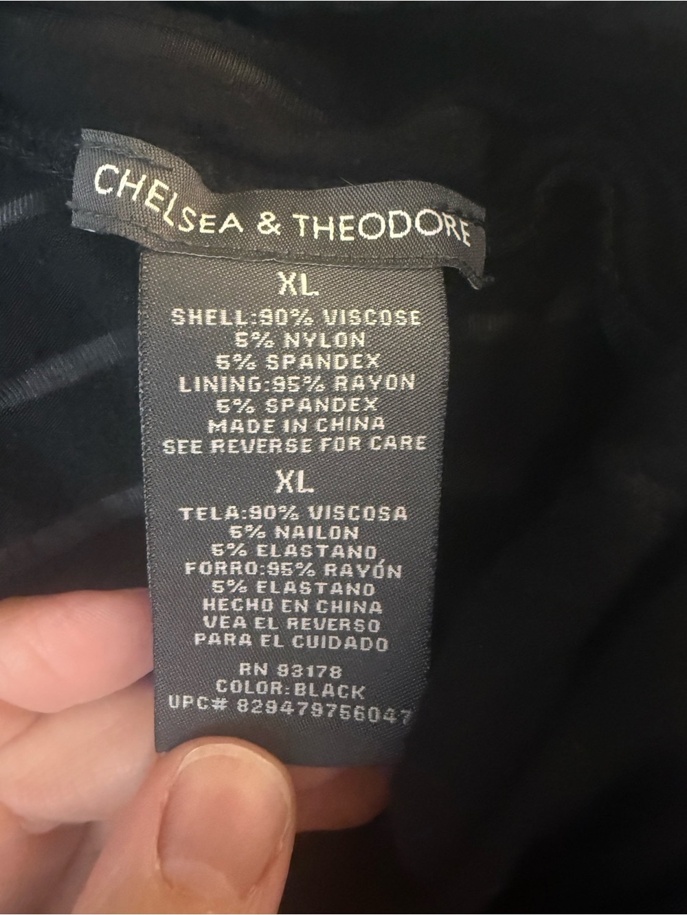Chelsea & Theodore Black Sheer Stripe Cowl Neck Top - Picture 3 of 3